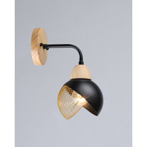 Бра с одним плафоном N6656/1W (Черный+Дерево)