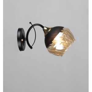 Бра настенное VALESO A3617/1W стеклянный плафон E27 Черный + Золото