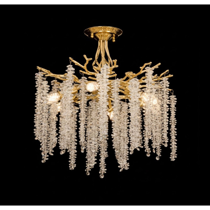 Люстра стельова кришталева VALESO C33001/460 золотий на 6 ламп E14