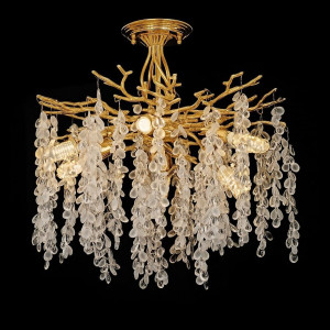 Люстра стельова на 6 плафонів VALESO Кришталь Метал Золотистий C33008-460