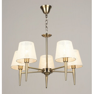 Люстра стельова на 5 плафонів VALESO KH2360/5, патрон E14, Тканина, Бронза