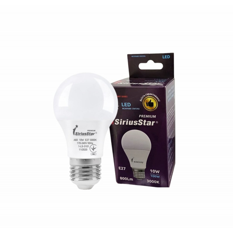 Світлодіодна лампа SIRIUSSTAR 3101 А60 10W-3000K-E27