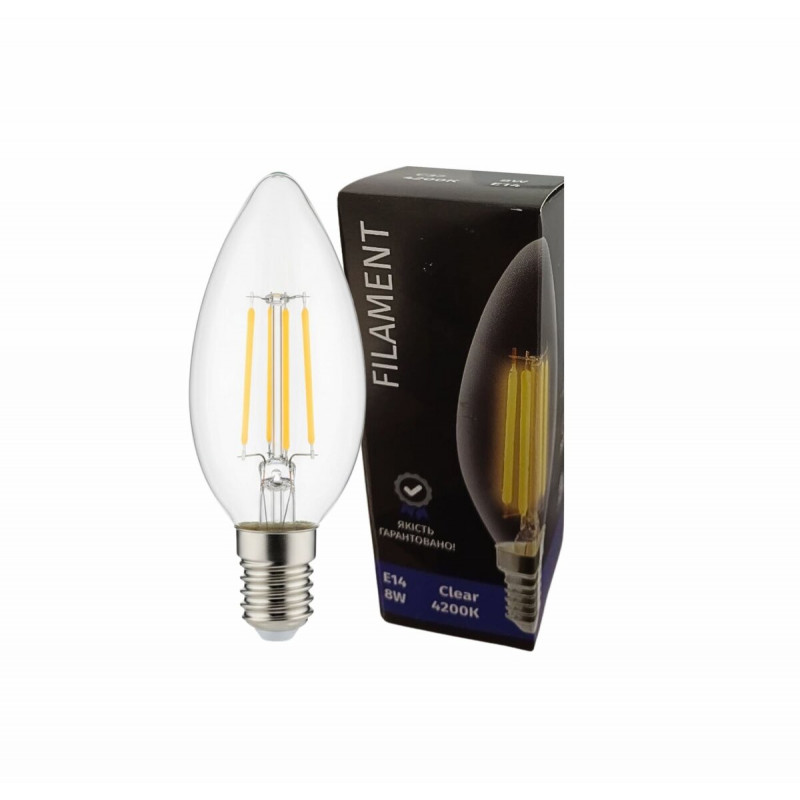 Лампочка LED SIRIUSSTAR filament clear 4202 8W (C37-4200K-E14)