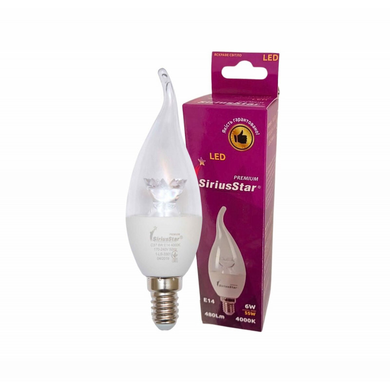 Світлодіодна лампа SIRIUSSTAR 3301 СA37 tail crystal 6W-4000K-E14