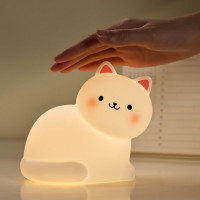 Нічник дитячий силіконовий сенсорний Біле кошеня VALESO A068 для спальні акумуляторний