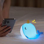 Нічник дитячий силіконовий сенсорний Кит VALESO A044 для спальні акумуляторний блакитний