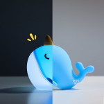 Нічник дитячий силіконовий сенсорний Кит VALESO A044 для спальні акумуляторний блакитний