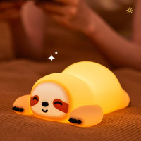 Нічник дитячий силіконовий сенсорний Лінивець VALESO A046 для спальні акумуляторний жовтий