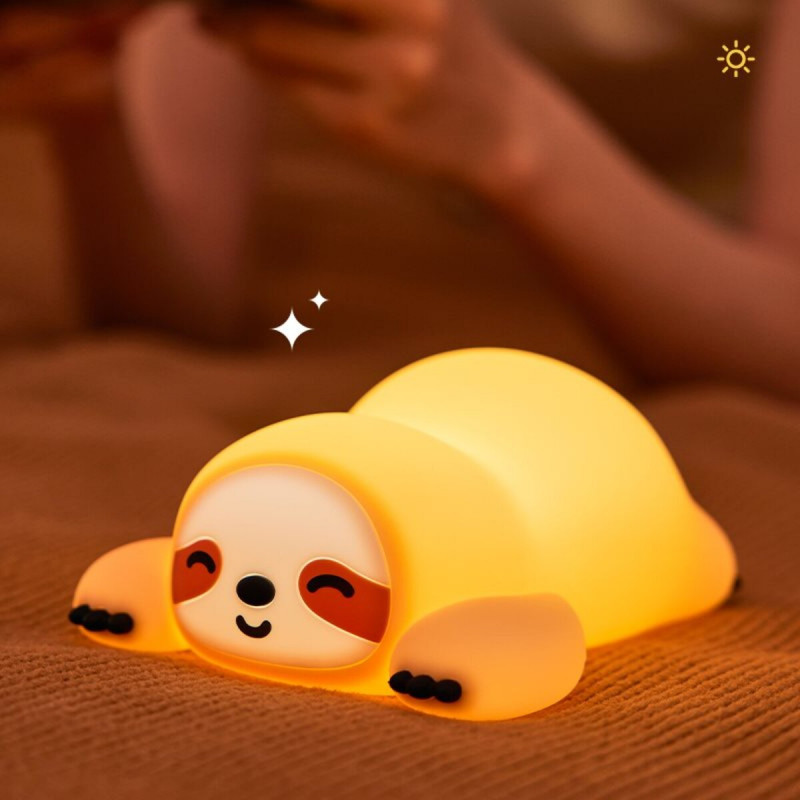 Нічник дитячий силіконовий сенсорний Лінивець VALESO A046 для спальні акумуляторний жовтий
