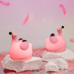 Нічник дитячий силіконовий сенсорний Фламінго VALESO A049 для спальні акумуляторний рожевий