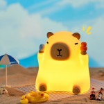 Нічник дитячий силіконовий сенсорний Сидяча капібара VALESO A042 для спальні акумуляторний бежевий