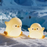 Нічник дитячий силіконовий сенсорний Пінгвін VALESO A051 для спальні акумуляторний бежевий