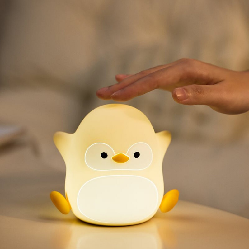 Нічник дитячий силіконовий сенсорний Пінгвін VALESO A051 для спальні акумуляторний бежевий