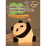Нічник дитячий силіконовий сенсорний Панда Кунг-фу VALESO A038 для спальні акумуляторний біло-чорний