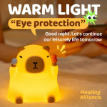 Нічник дитячий силіконовий сенсорний Сидяча капібара VALESO A042 для спальні акумуляторний бежевий