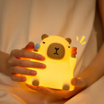 Нічник дитячий силіконовий сенсорний Сидяча капібара VALESO A042 для спальні акумуляторний бежевий