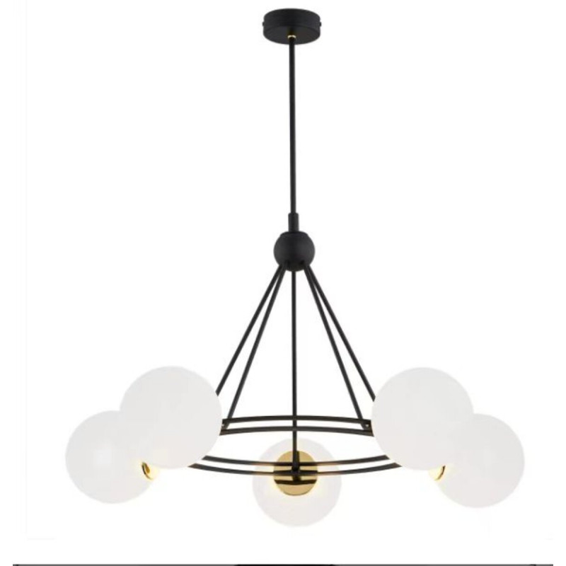 Підвісна люстра 9715-5 5x40W Чорний+Мідь