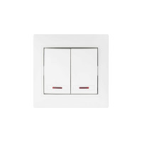 Вимикач 2-клавішний з підсвіткою білий Valeso BW-2002