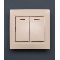 Вимикач 2-клавішний з підсвіткою крем Valeso BK-2002