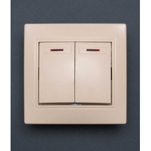 Вимикач 2-клавішний з підсвіткою крем Valeso BK-2002