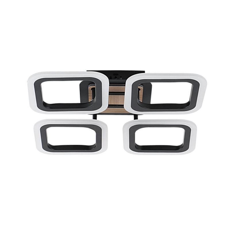 Люстра стельова світлодіодна VALESO 3307/4 димерна чорний + дерево 4480Lm