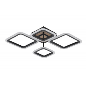 Люстра стельова світлодіодна VALESO 3307/2+2 чорний + дерево 72W димерна