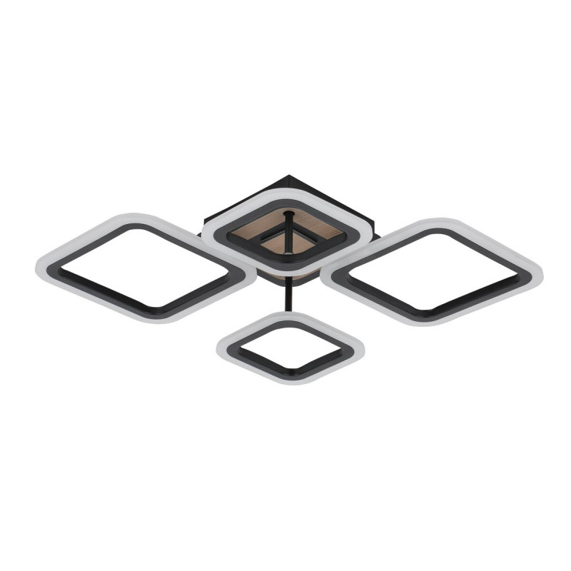 Люстра стельова світлодіодна VALESO 3307/2+2 чорний + дерево 72W димерна