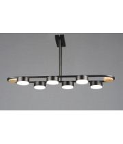 Люстра стельова світлодіодна на 6 плафонів VALESO N6720/6 GX53 Чорний + Дерево N6720/6