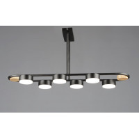 Люстра стельова світлодіодна на 6 плафонів VALESO N6720/6 GX53 Чорний + Дерево N6720/6