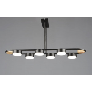 Люстра стельова світлодіодна на 6 плафонів VALESO N6720/6 GX53 Чорний + Дерево N6720/6