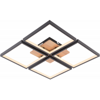 Люстра стельова світлодіодна VALESO DK6587/4 з пультом, LED 82W, димер, Чорний+Дерево