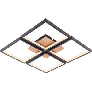 Люстра стельова світлодіодна VALESO DK6587/4 з пультом, LED 82W, димер, Чорний+Дерево