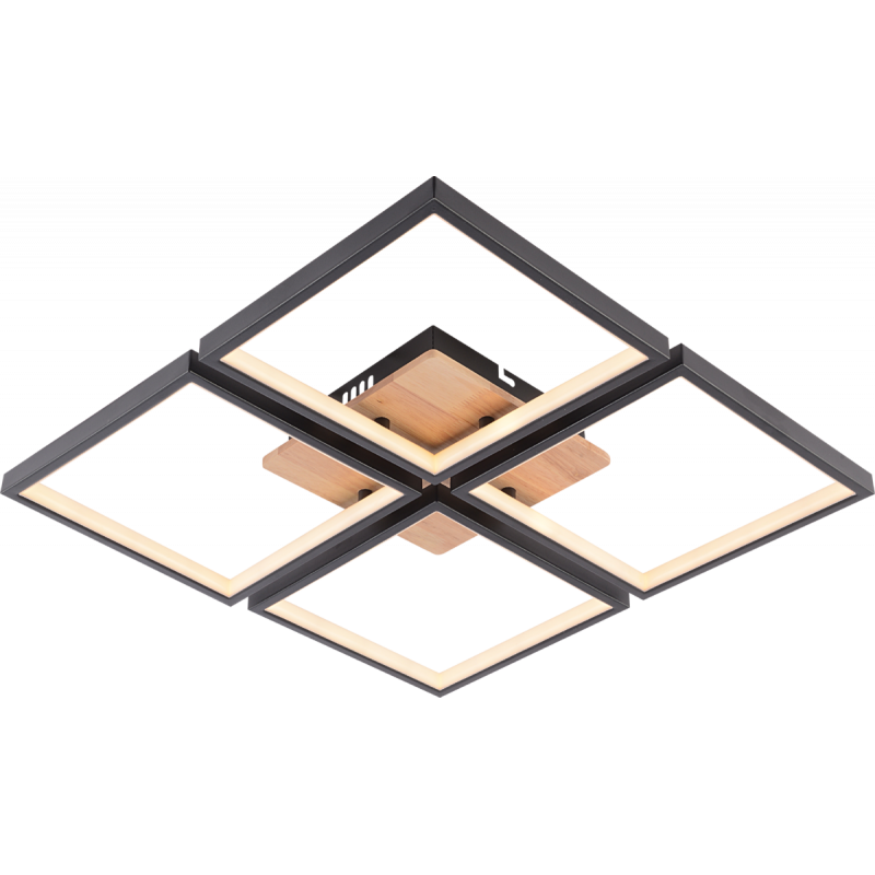 Люстра стельова світлодіодна VALESO DK6587/4 з пультом, LED 82W, димер, Чорний+Дерево