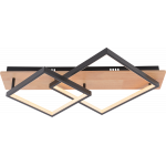 Люстра стельова світлодіодна VALESO DK6588/2 з пультом, LED 47W, димер, Чорний+Дерево