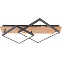 Люстра стельова світлодіодна VALESO DK6588/2 з пультом, LED 47W, димер, Чорний+Дерево