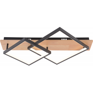 Люстра стельова світлодіодна VALESO DK6588/2 з пультом, LED 47W, димер, Чорний+Дерево
