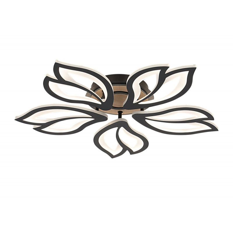 Люстра стельова світлодіодна VALESO 3309/5 димерна чорний + дерево 8000Lm