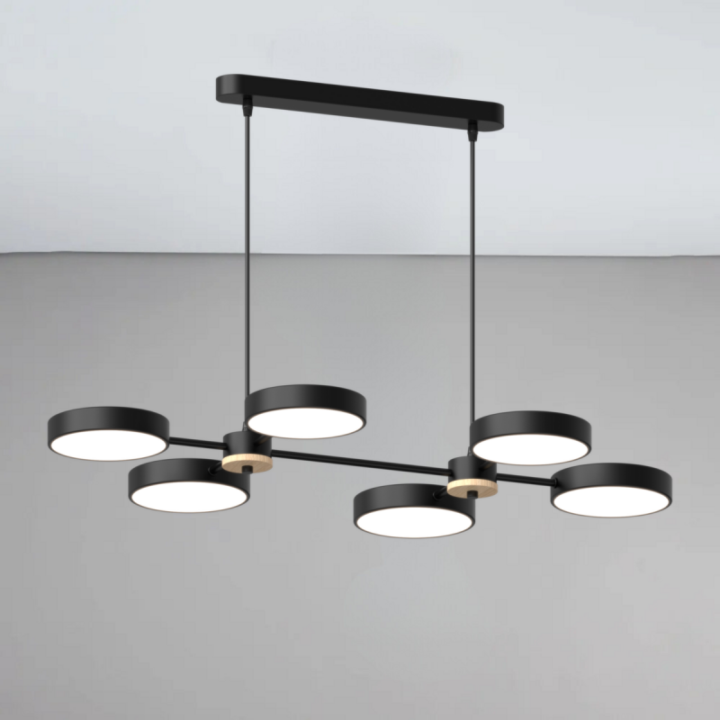 Люстра підвісна світлодіодна Sirius B X13284/6 BK+WOOD чорна