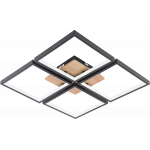 Люстра стельова світлодіодна VALESO DK6587/4 з пультом, LED 82W, димер, Чорний+Дерево