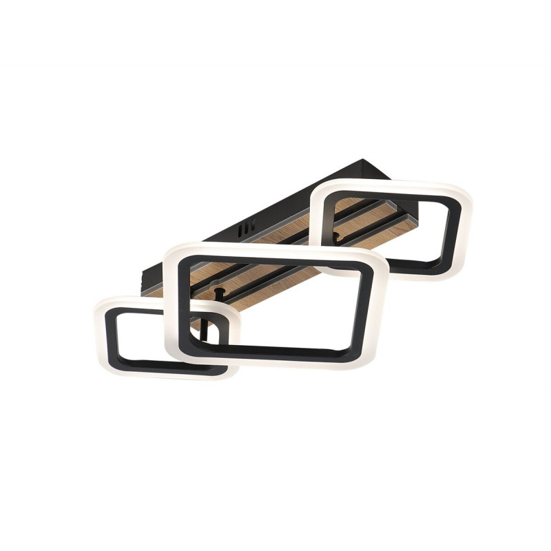 Люстра стельова світлодіодна VALESO 3314/2+1 чорний + дерево 58W трирежимна