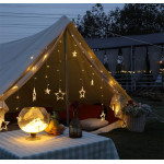 Гірлянда штора LED новорічна VALESO зірки/місяць 12 підвісок 3м×0,6м тепле світло LKS3436