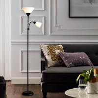 Торшер сучасний VALESO 5021-2 BK+WT на 2 плафони