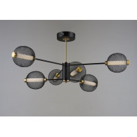 Люстра стельова світлодіодна VALESO 6 плафонів LED Чорний Золото Метал 3000K+6500K YH1464/6