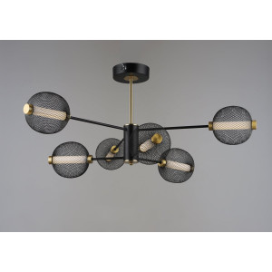 Люстра стельова світлодіодна VALESO 6 плафонів LED Чорний Золото Метал 3000K+6500K YH1464/6