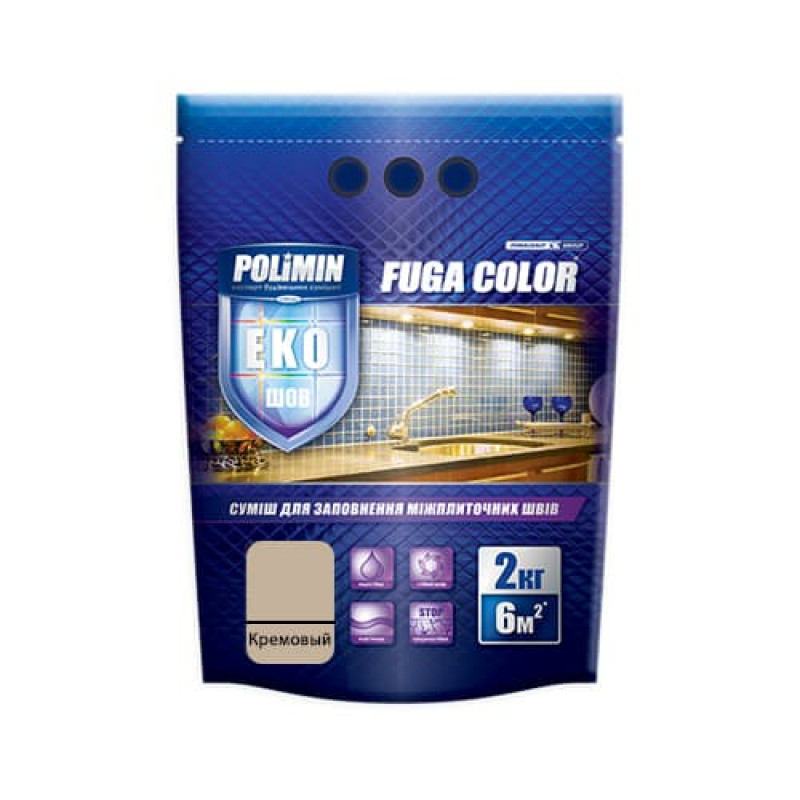 Затирка для плитки Fuga Color Polimin 2 кг кремовая
