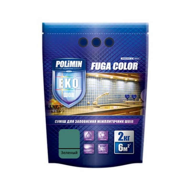 Затирка для плитки Fuga Color Polimin 2 кг светло зеленая