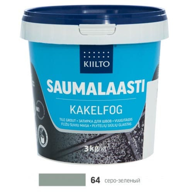 Затирка для плитки Kiilto Saumalaasti 64 серо-зеленый 3 кг