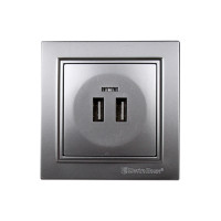 Розетка USB (2 порта) 2 A Enzo Серебряный камень