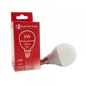 LED лампа шар E14  5 Вт  4100К