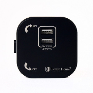 Розетка трекова подвійна USB  Pandora Black (Чорный) 2,4 А